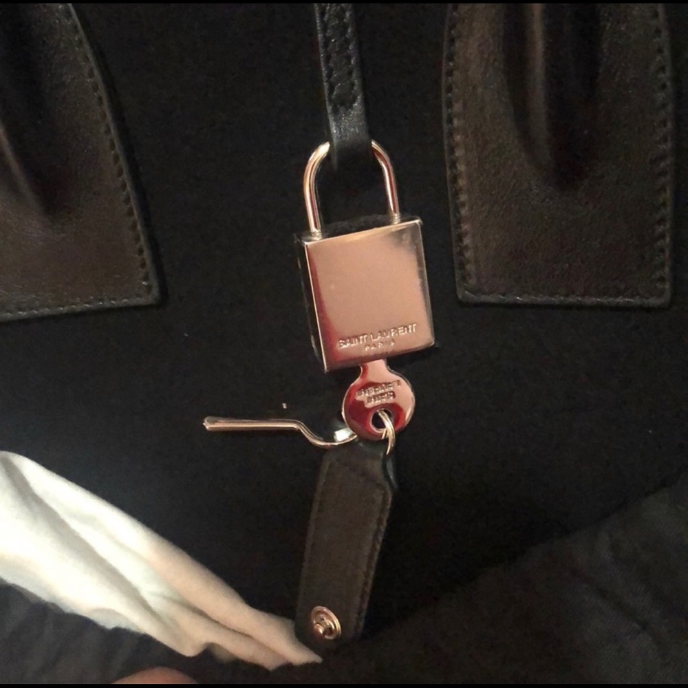 Black suede Sac De Jour YSL Saint Laurent Satchel - Picture 5 of 6